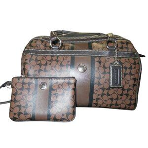 Coach 2010 Chelsea Heritage Brown & Black Coated Leather Boston Bag & wristlet